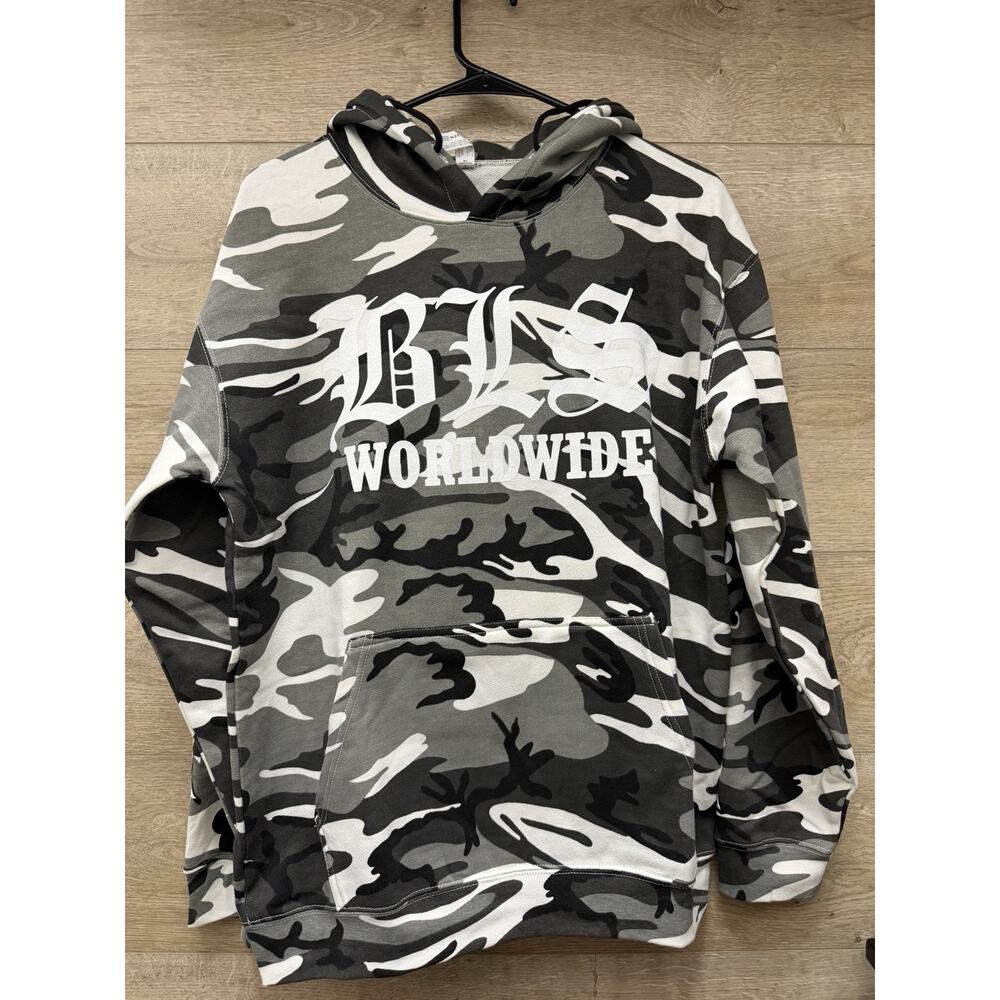 Mens Small Black Label Society BLS Worldwide Camoflauge Hoodie Sweatshirt